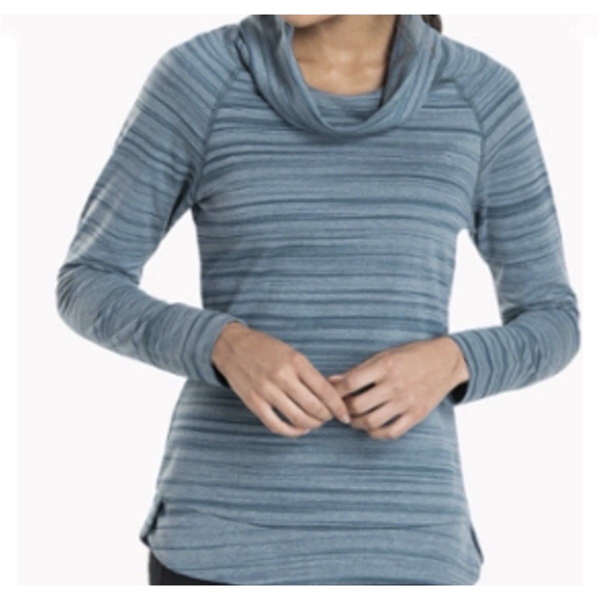 Kuhl Womens Piper Cowl Neck Pullover Striped Blue Long Sleeve Top Size M 4201