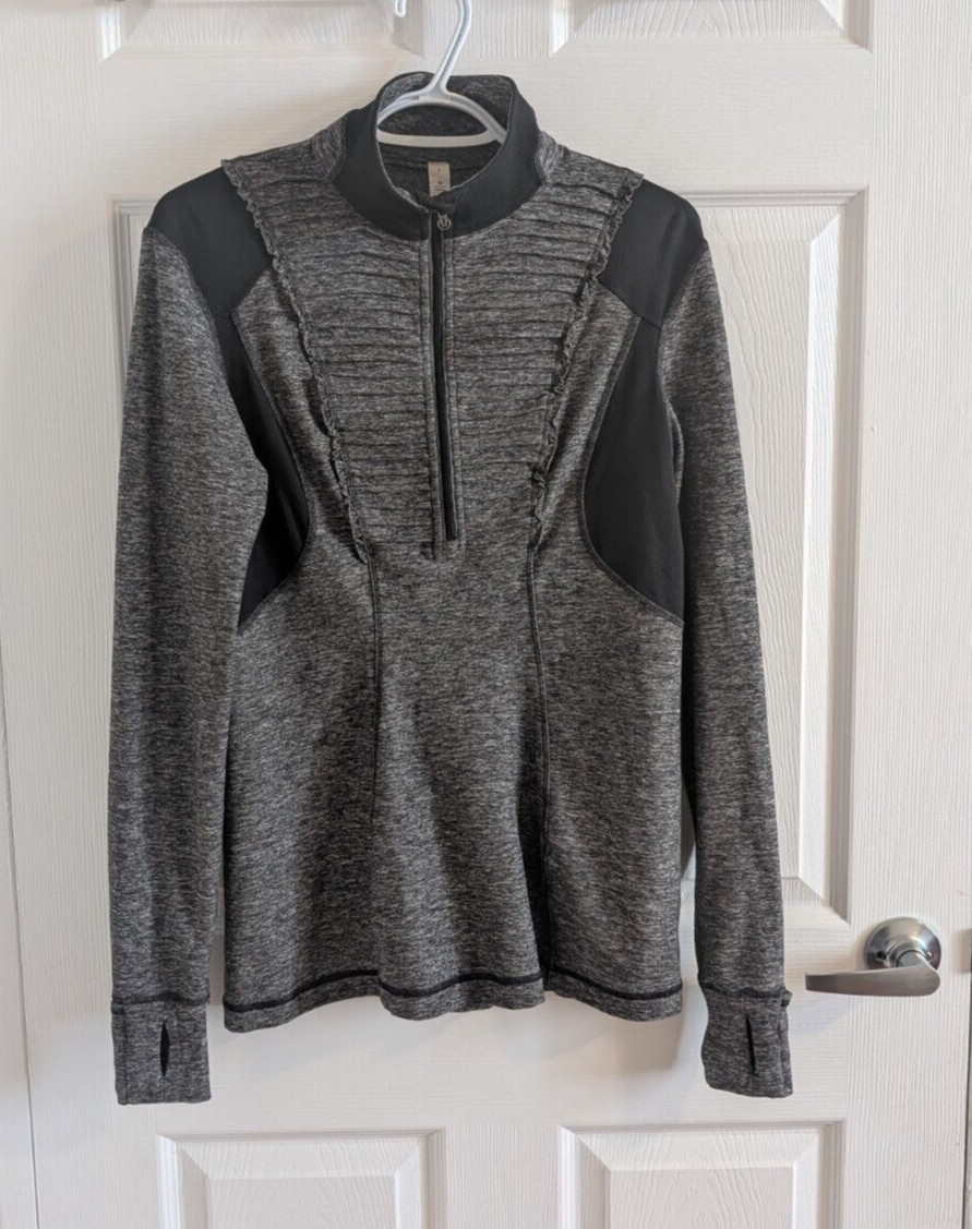 Lululemon Run Your Heart Out Pullover 1/2 Zip Heathered Black ,Jacket Size 8