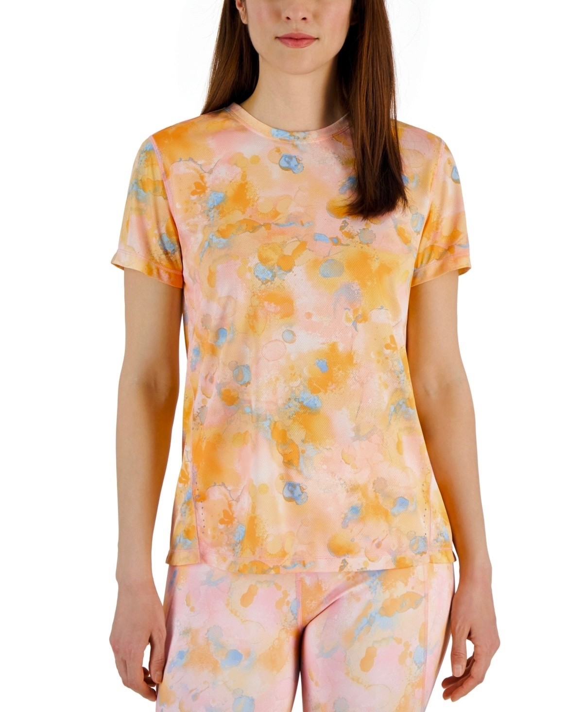 ID Ideology Women Printed Birdseye-Mesh Short-Sleeve Pink Icing XX-Large NEW!