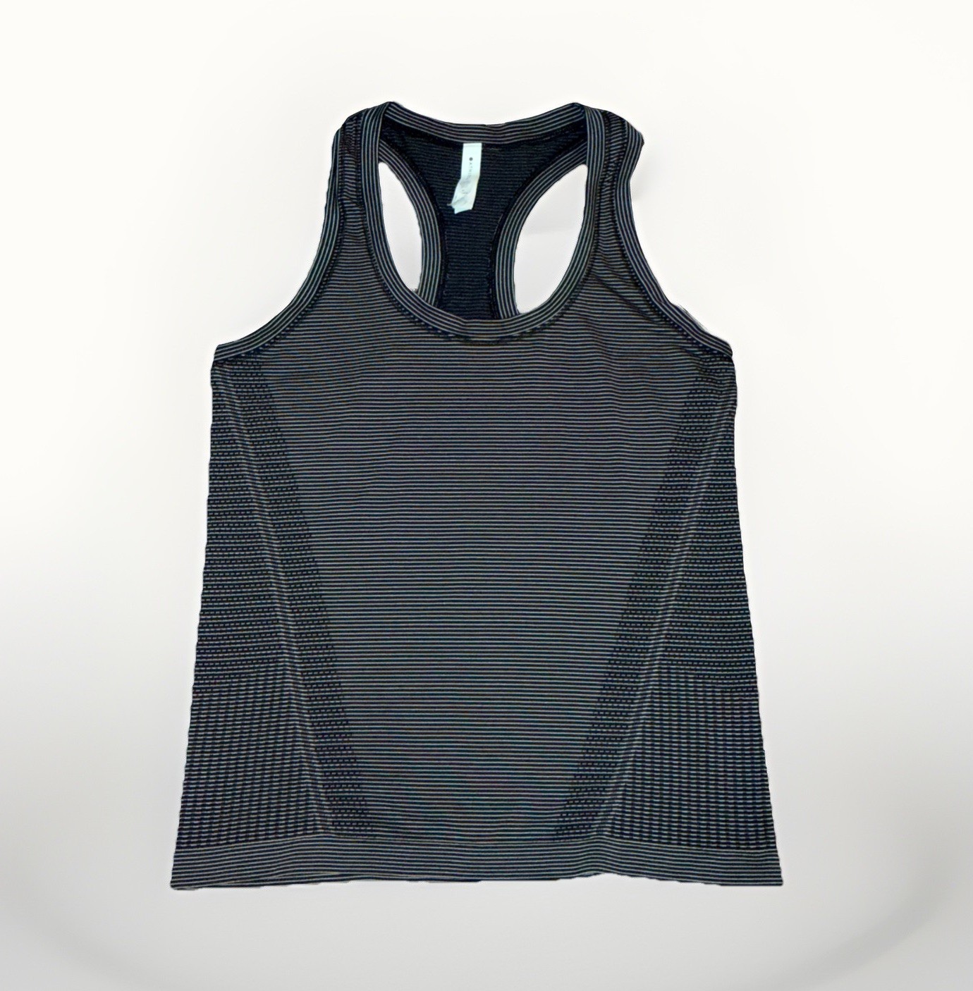 Athleta Momentum Sleeveless Racerback Tank Top Size M Black Tan Stripes