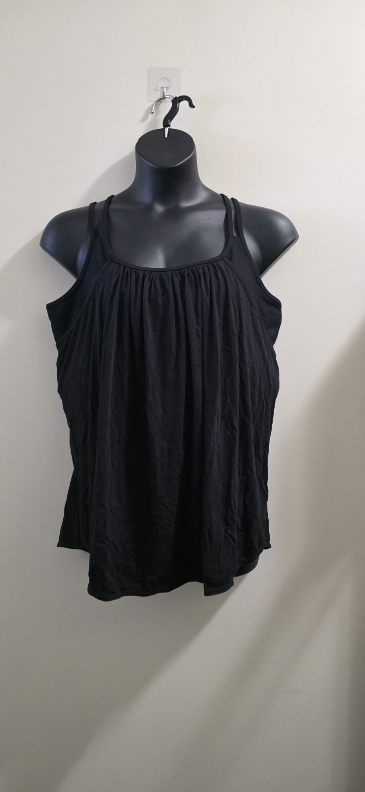 Torrid Performance Cotton Scoop Neck Active Tank Top With Bra Black Size 3X #B42