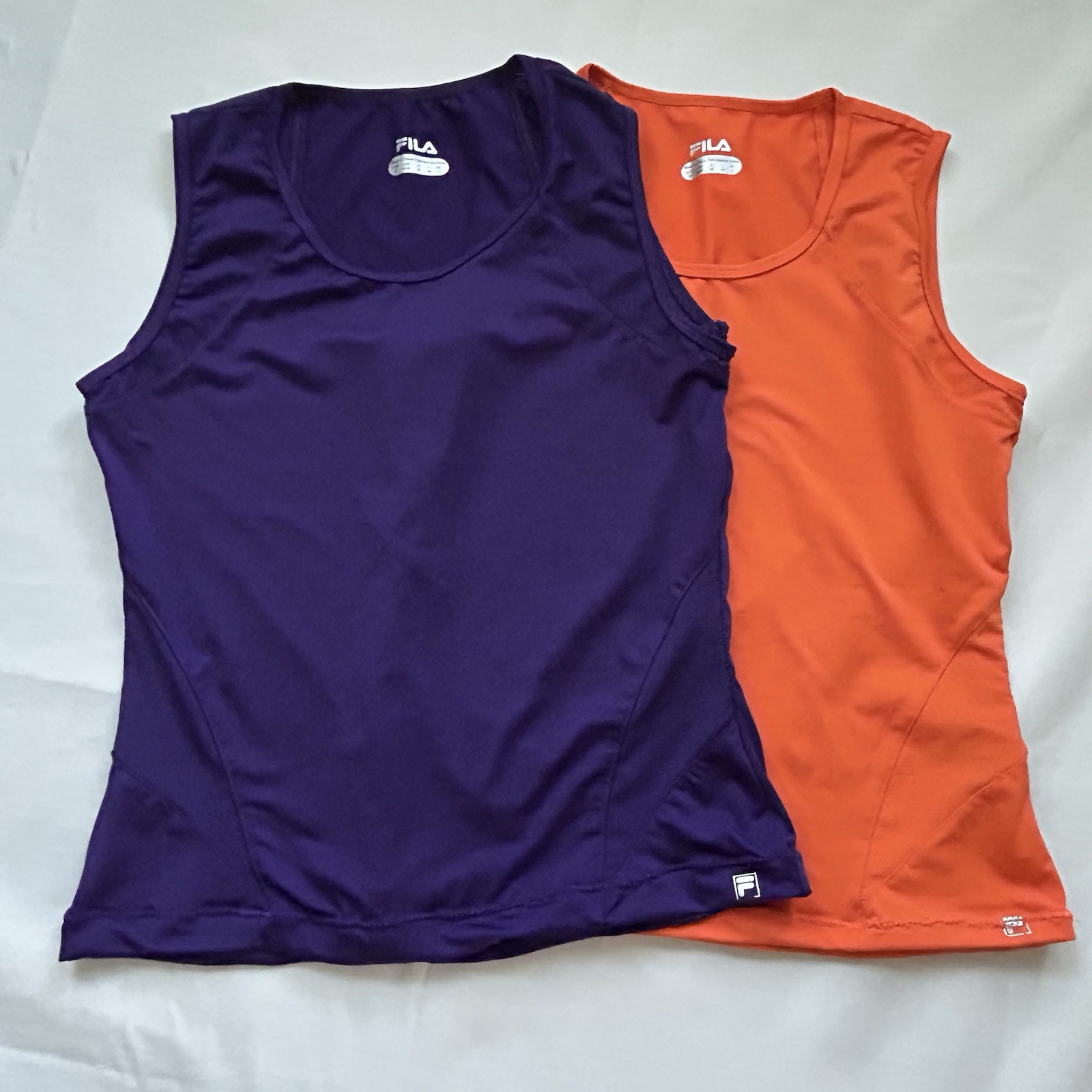 Lot of 2 FILA Full Coverage Tennis Fitness Tank Tops Women’s Med Purple Orange