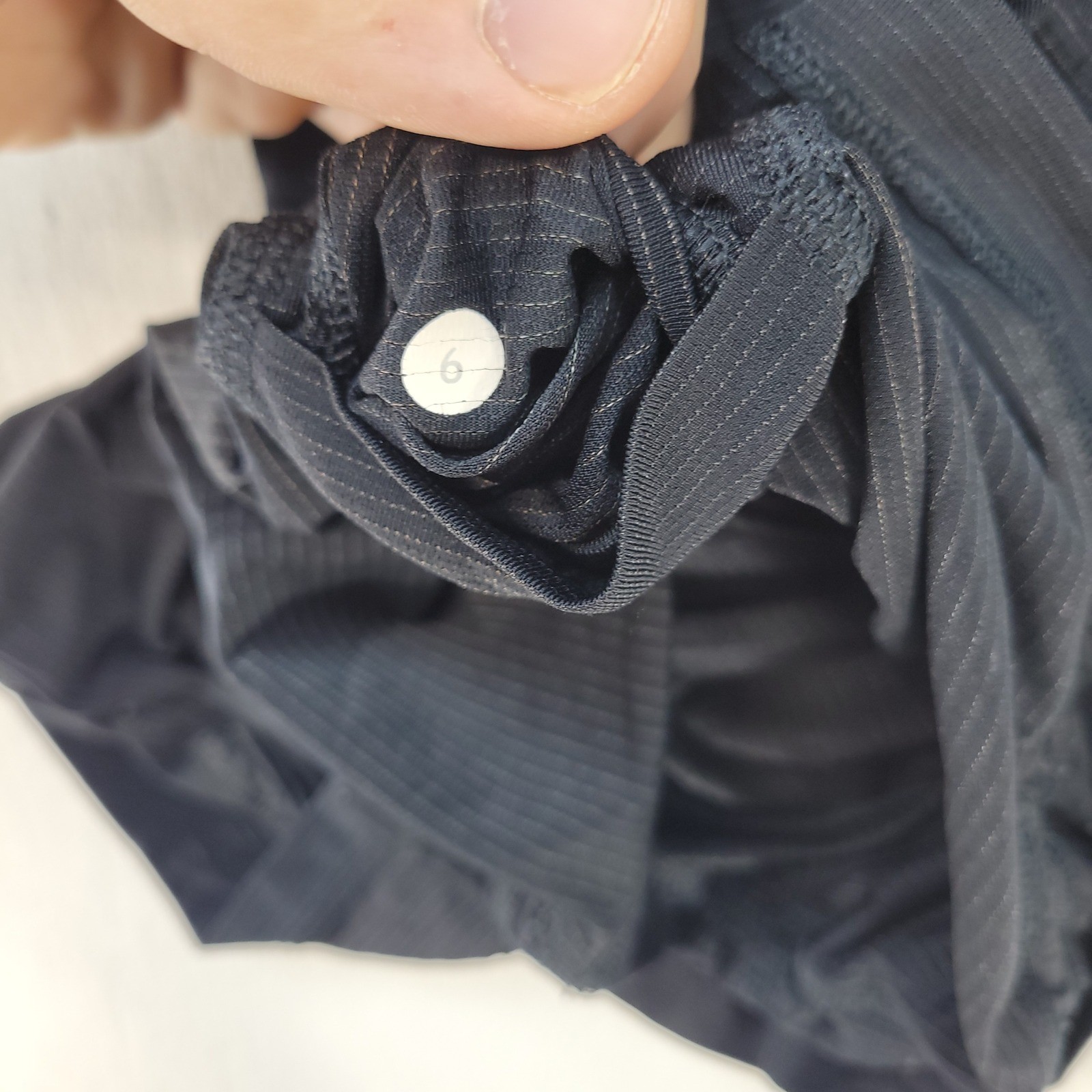 Lululemon Black Pinstripe Drawstring Tank Top Womens 6 Racerback Ruched Mesh