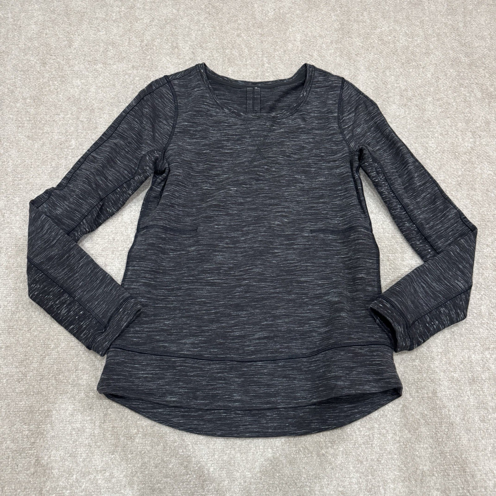 Lululemon Women’s Size 6 Heathered Marled Black Exhalation Pullover