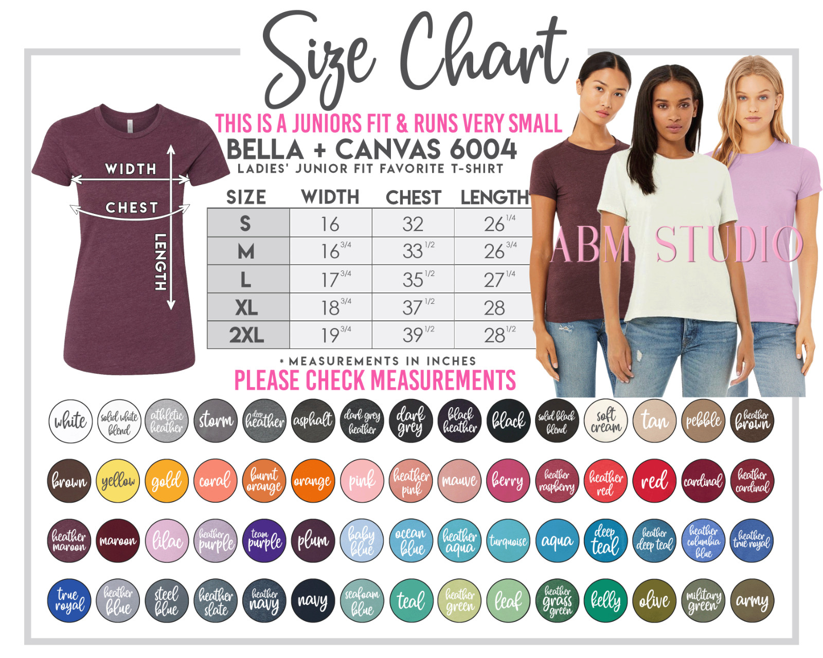 Bella + Canvas 6004 Womens T-Shirt The Favorite Slim Fit Tee Juniors T Shirt
