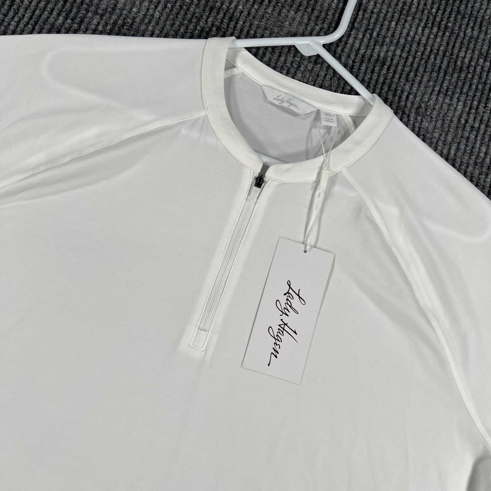 Lady Hagen Shirt Womens XL Extra Large White Short Sleeve 1/4 Zip Crew New