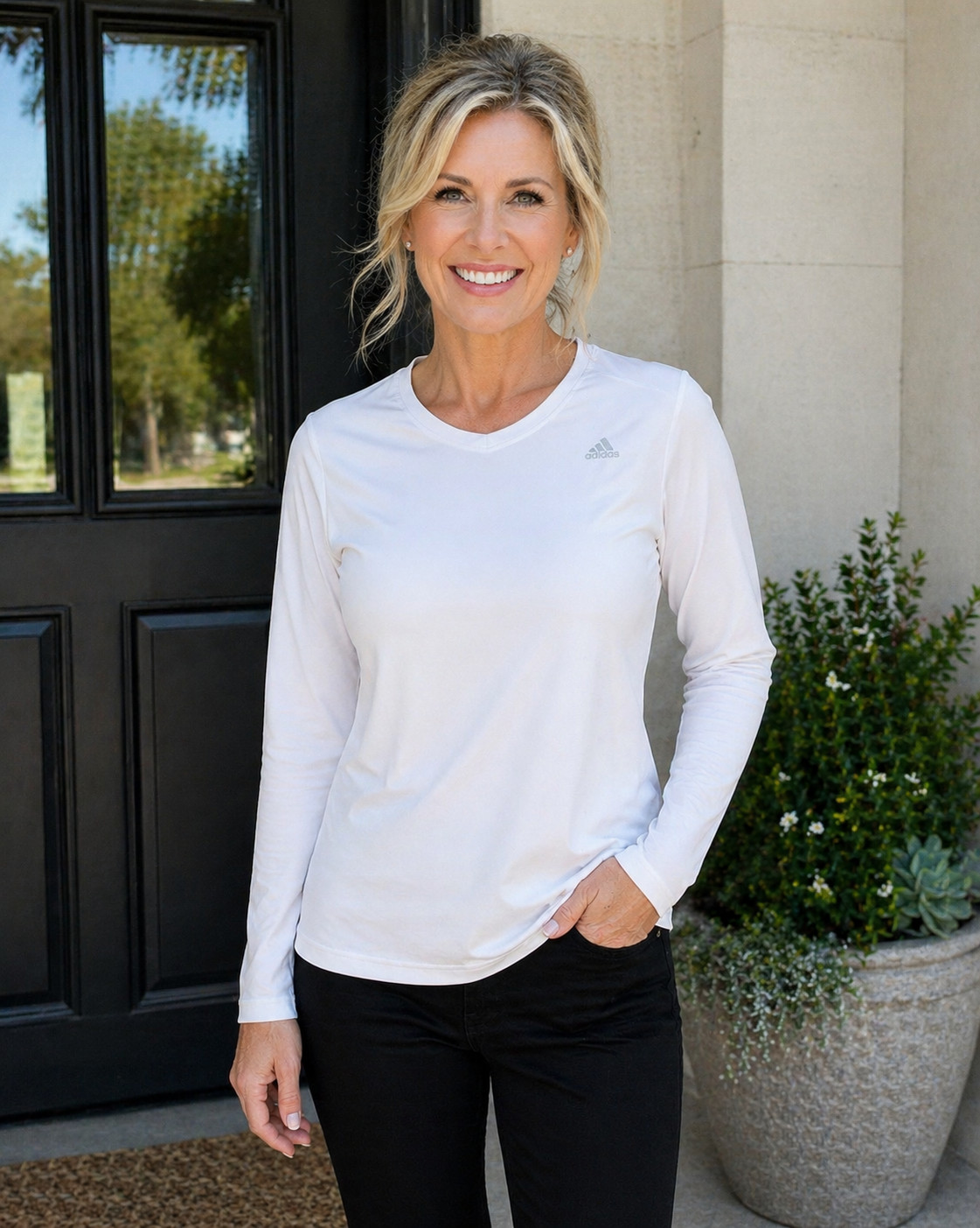 Adidas ClimaLite Women’s Long Sleeve Shirt L White Athletic Performance Top