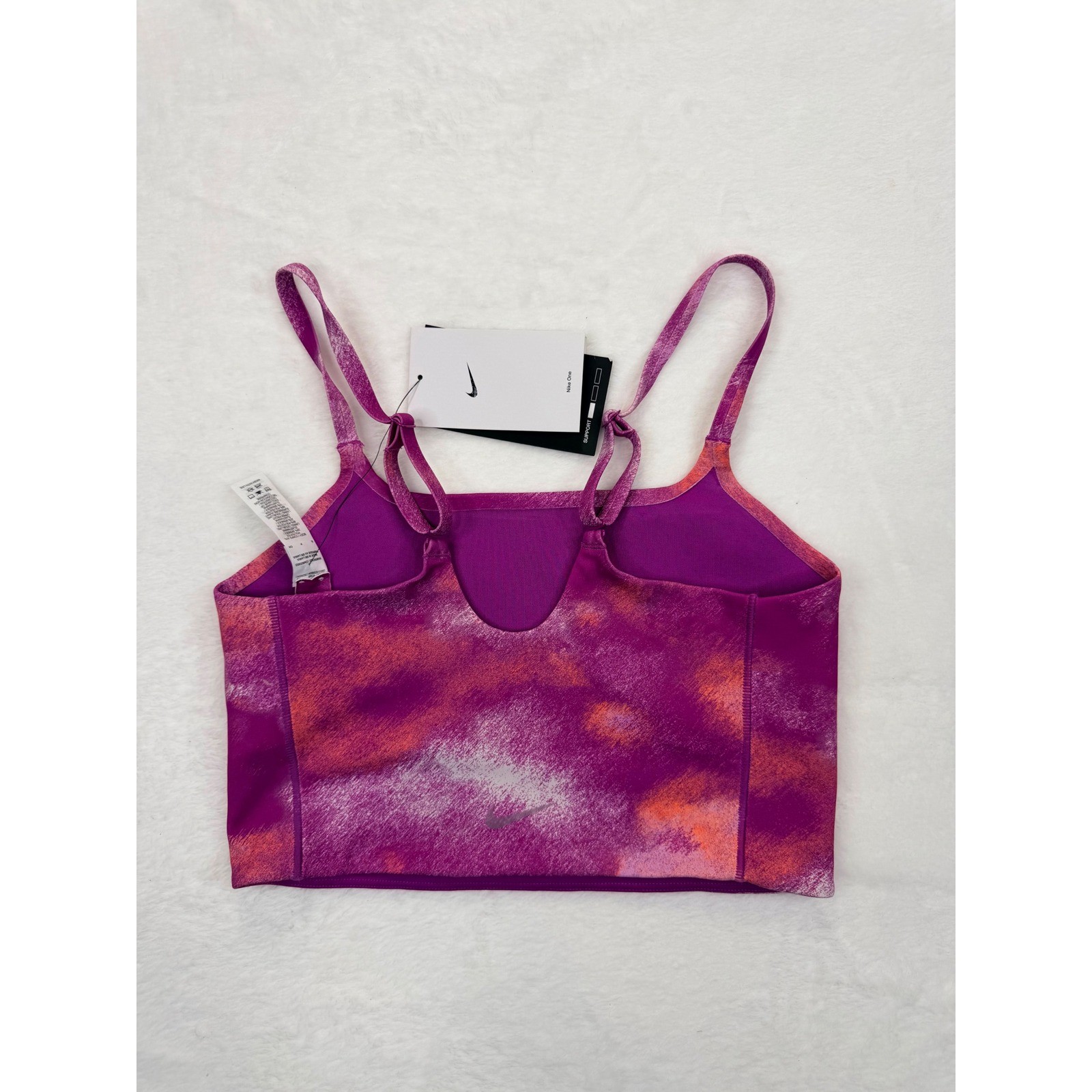 Nike One Womens Training Crop Top Purple Orange Abstract Print FZ6754-518 Small