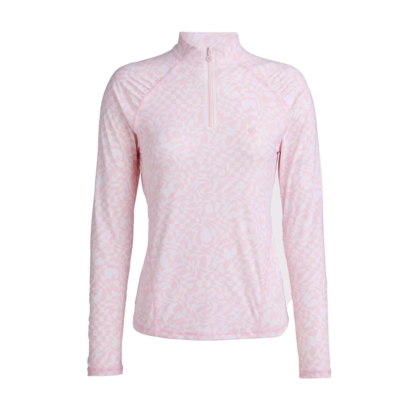 G/Fore Distorted Check Silky Tech Ruched 1/4 Zip Top Size XS S M L Pink Golf NWT