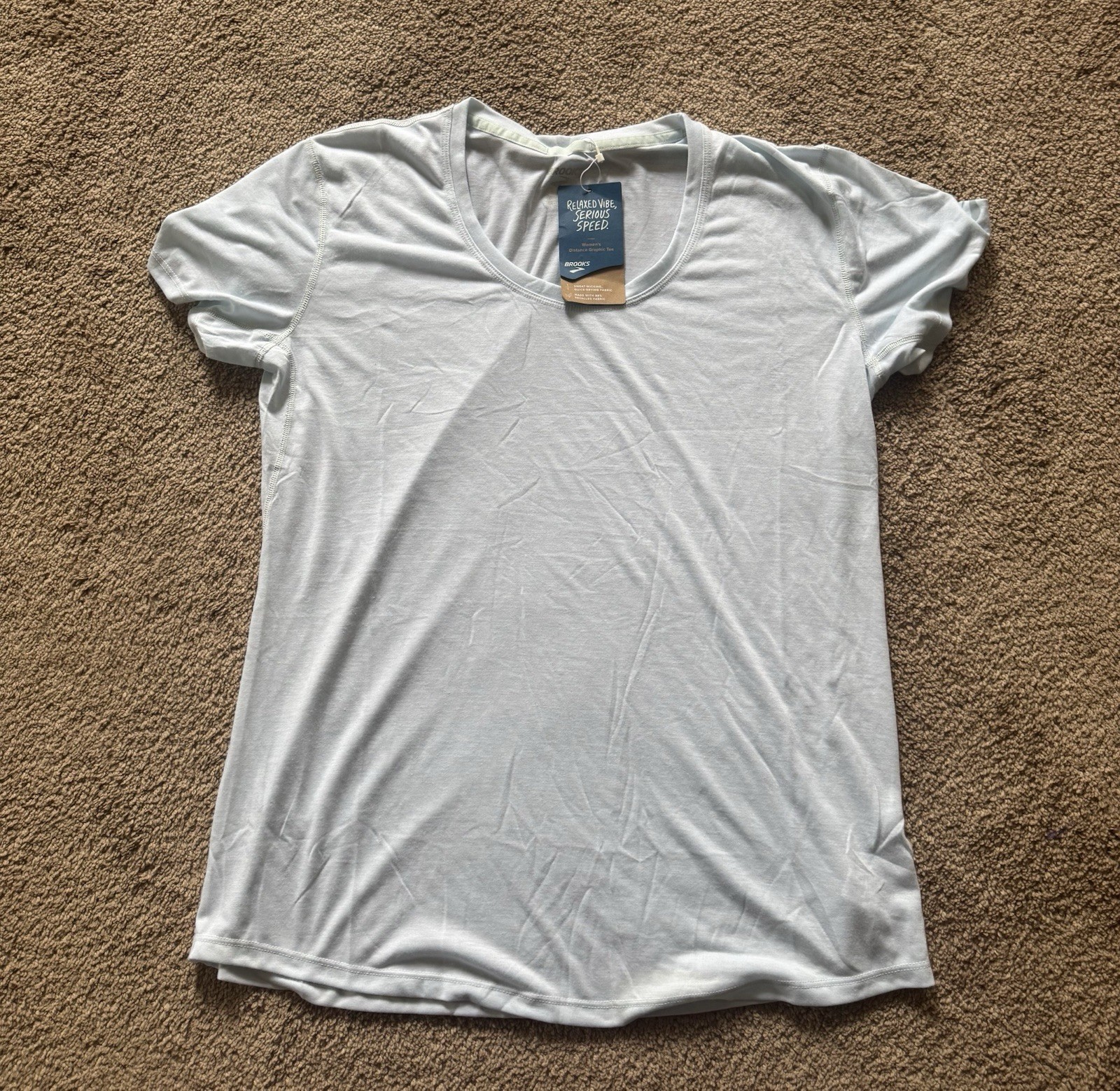 Brooks Women’s Lightweight Quick-Drying Running Shirt Arctic Blue Sz Large NWT