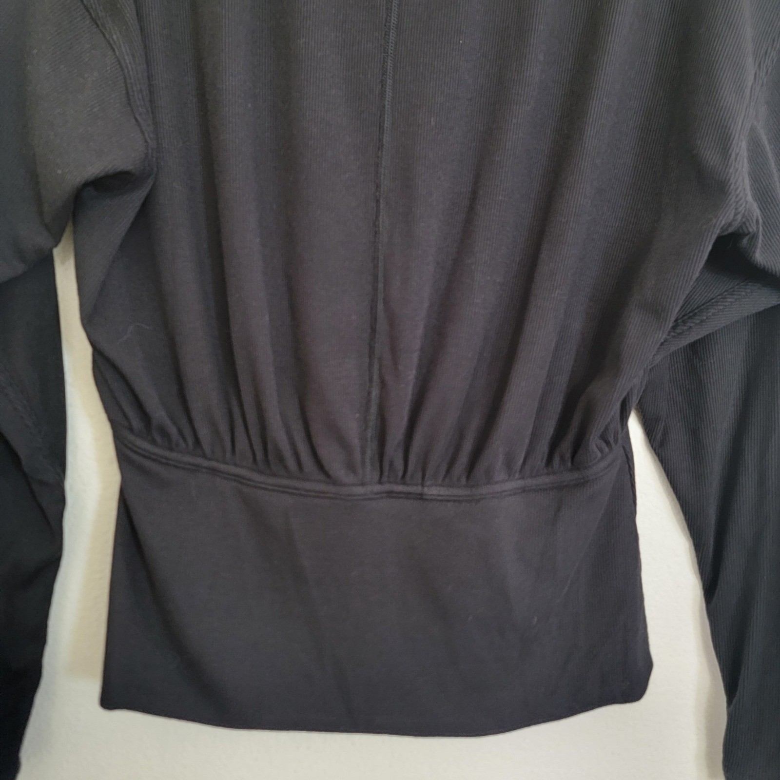 Lululemon Ribbed Modal Silk Blend LongSleeve Top Shirt Yoga Pilates Black W3GEXS