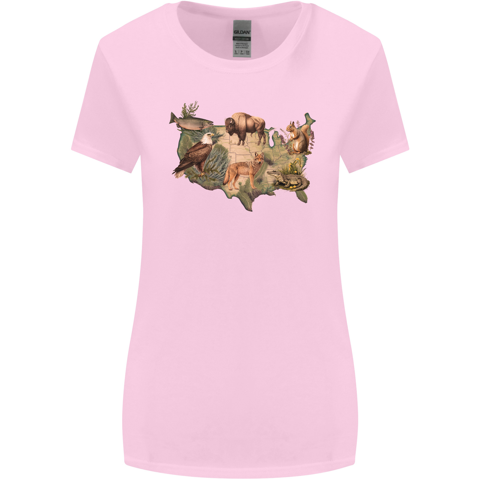 American Animals USA Eagle Buffalo Fish Wolf Womens Wider Cut T-Shirt
