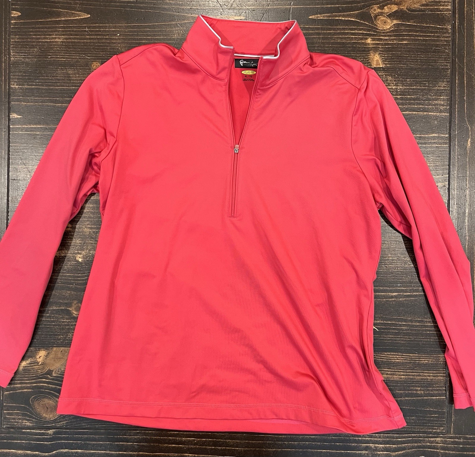 Greg Norman Women’s Pullover Size XL 1/4 Zip Golf Dry Coral/Pink Long Sleeve