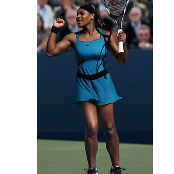Nike Serena Williams Aqua Blue Green Turquoise Tennis Dress Size M Medium USOPEN