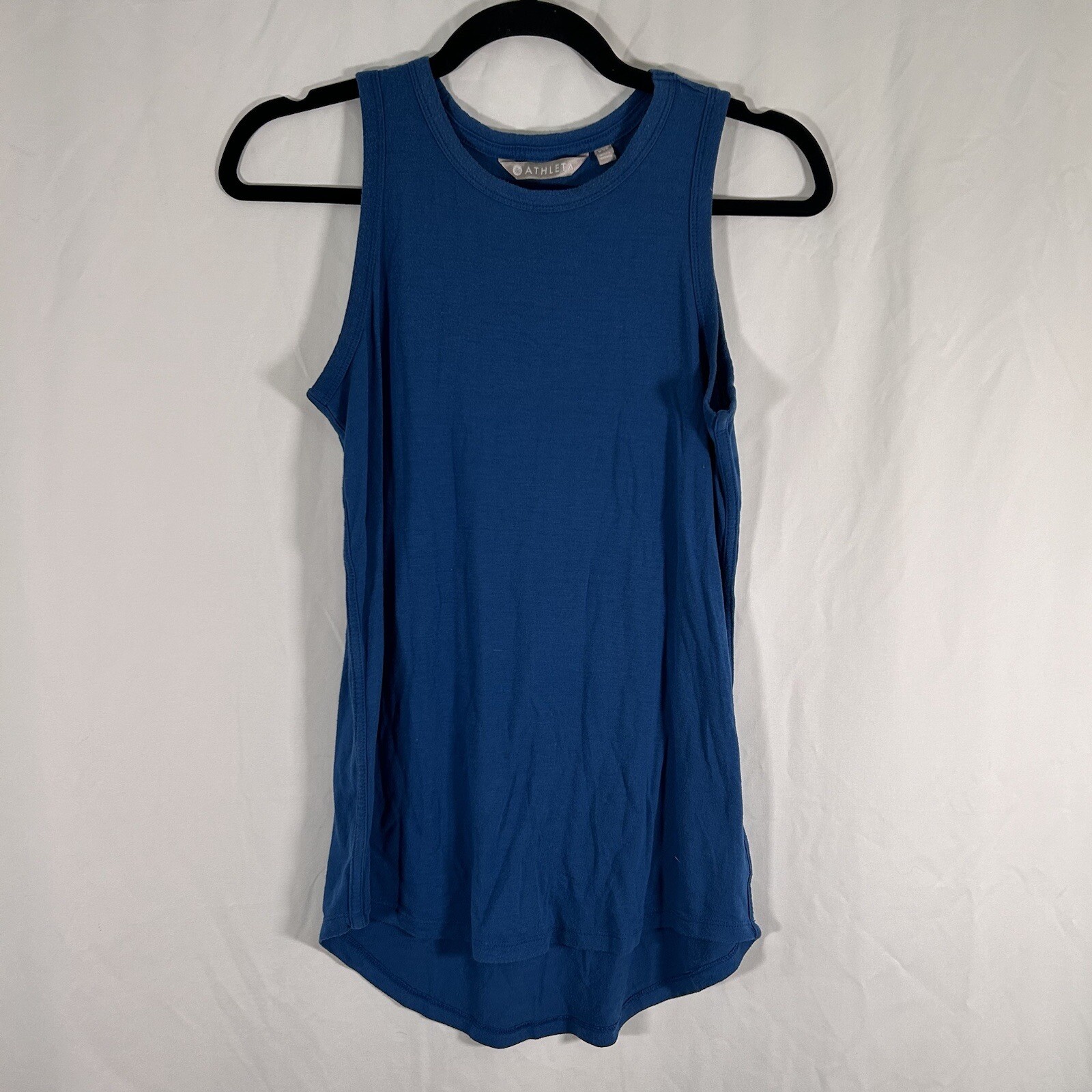 Athleta Tank Top Women’s XXS Solid Blue Crew Neck Sleeveless Modal Spandex