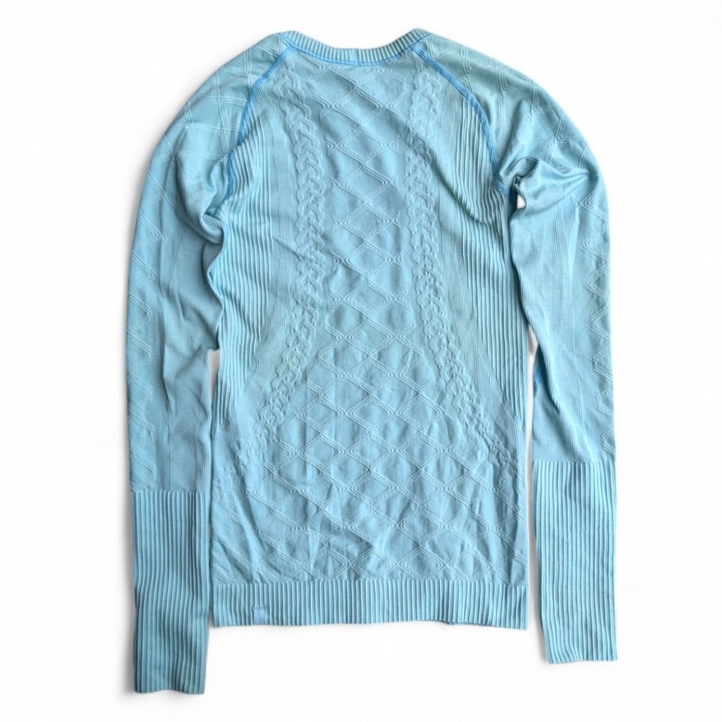 Lululemon Restless Pullover – Seamless Winter Blue Run Top Sz 4 Cable Knit Look