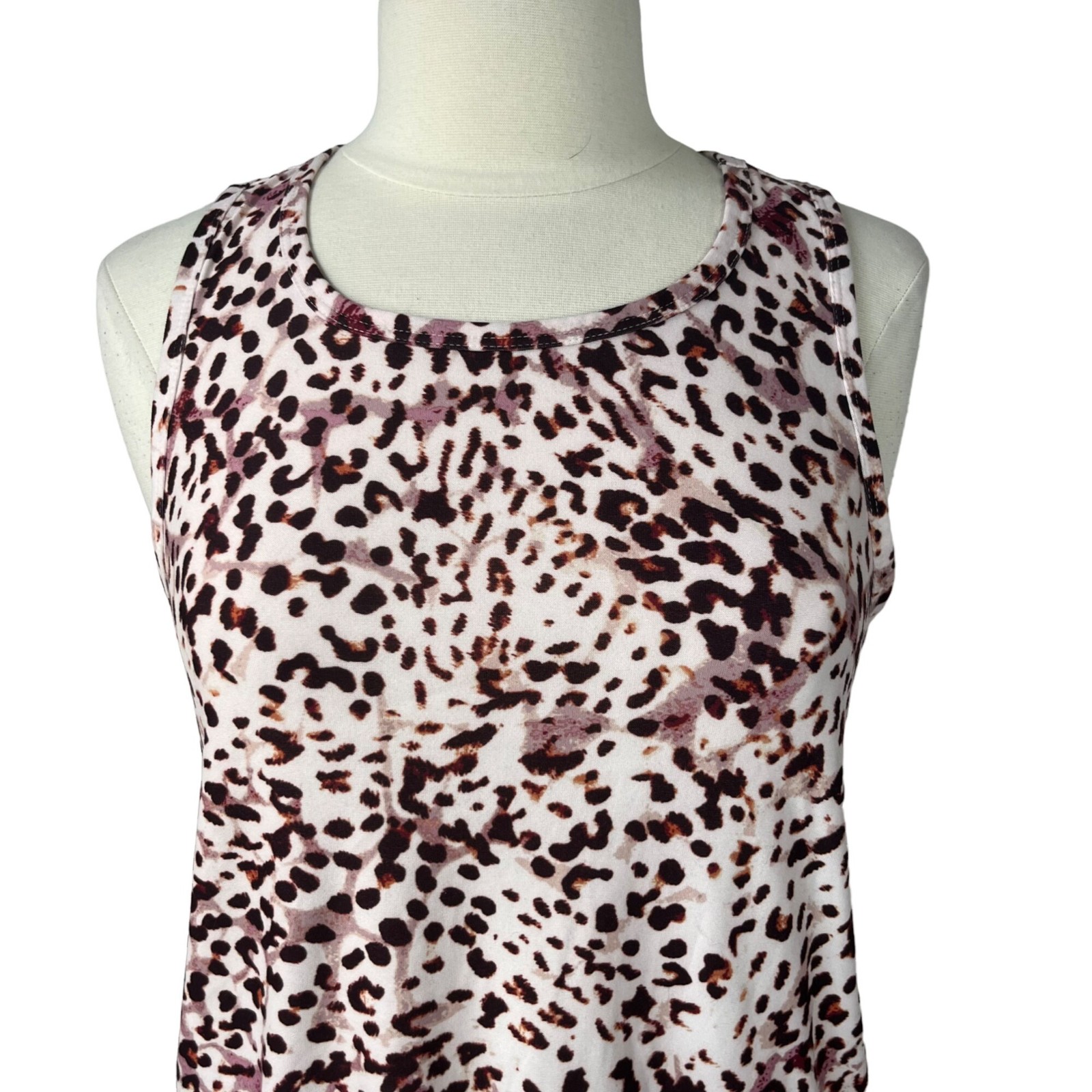 Old Navy Active Workout Tank Top Medium Brown Animal Print Sleeveless Gym