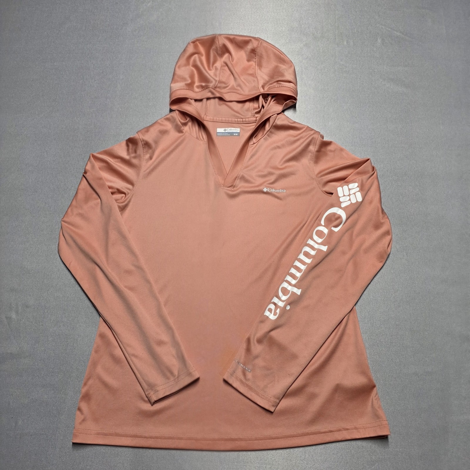 Columbia PFG Hoodie Women Large Omni Shade Hooded Long Sleeve Jersey Pink UPF L