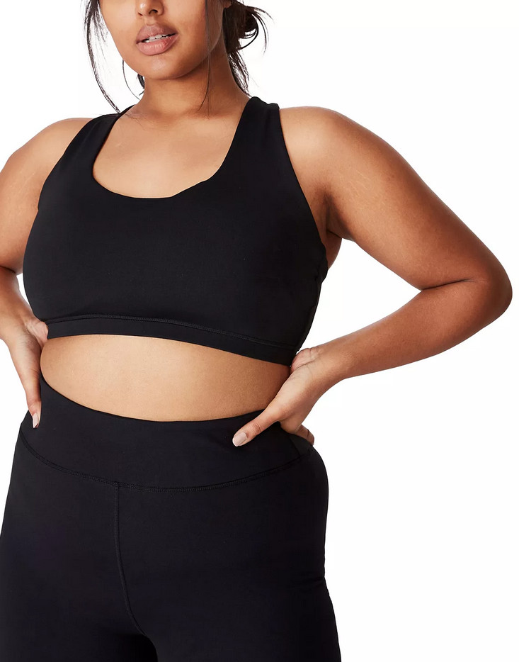 Cotton On Trendy Active Strappy Crop Top Black Plus Size 14 3574