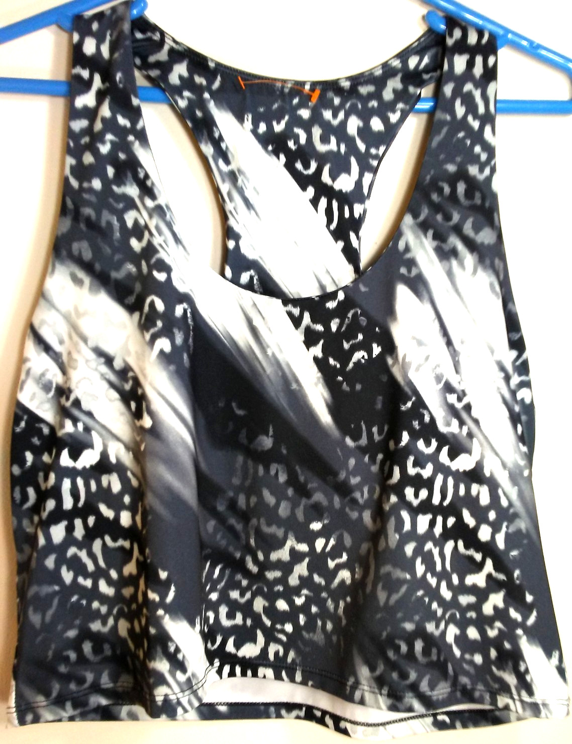 PRO PLAYER Athletic Racerback Tank Top 2X Black Animal Print Leopard Buil In Bra