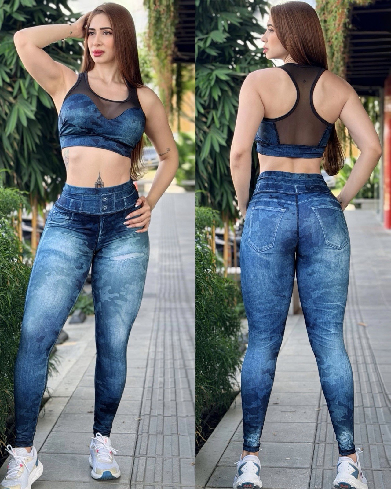 Colombian Brazilian Women’s Set Tights & Top Microfiber S M L Gym Workout Gym