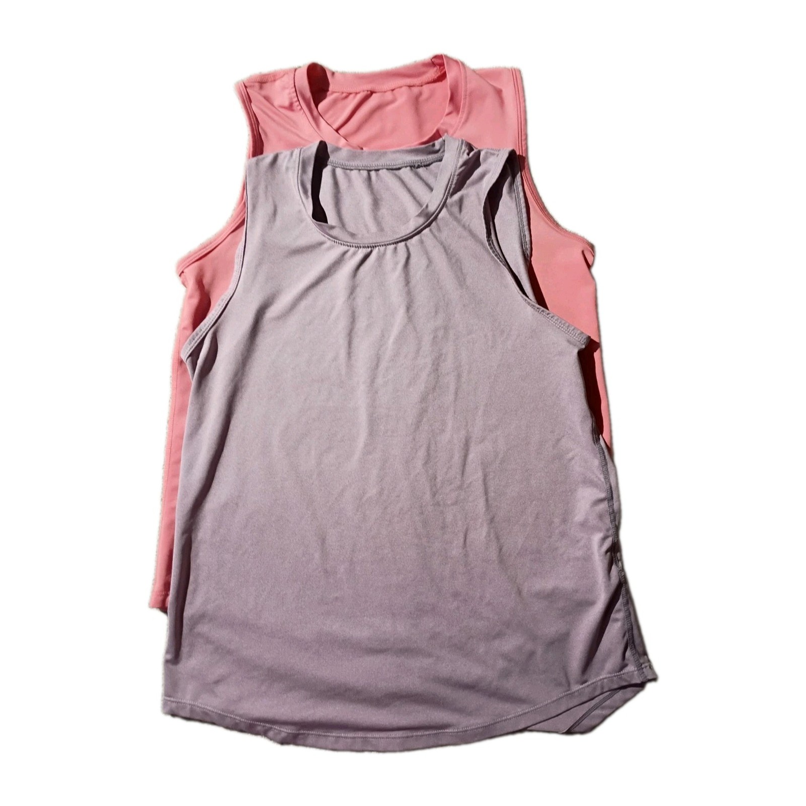 Lot of 2 Womens Activewear Tank Tops Sz XS S Purple Pink Crewneck Gym Run GUC