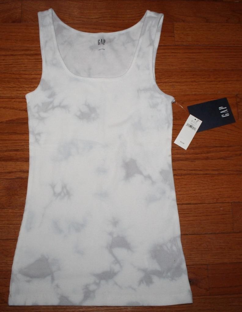Womens GAP Grey Tie Dye Tank Top Ribbed Stretch Slim Fit Fitted Size MEDIUM *1N