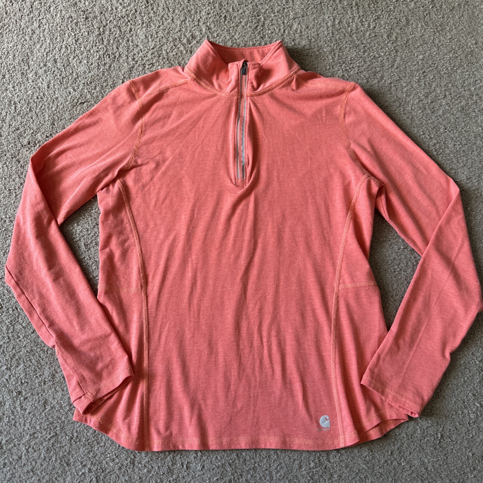 Women’s Carhartt Force 1/4 Zip Pullover Size M (8-10) Salmon Pink