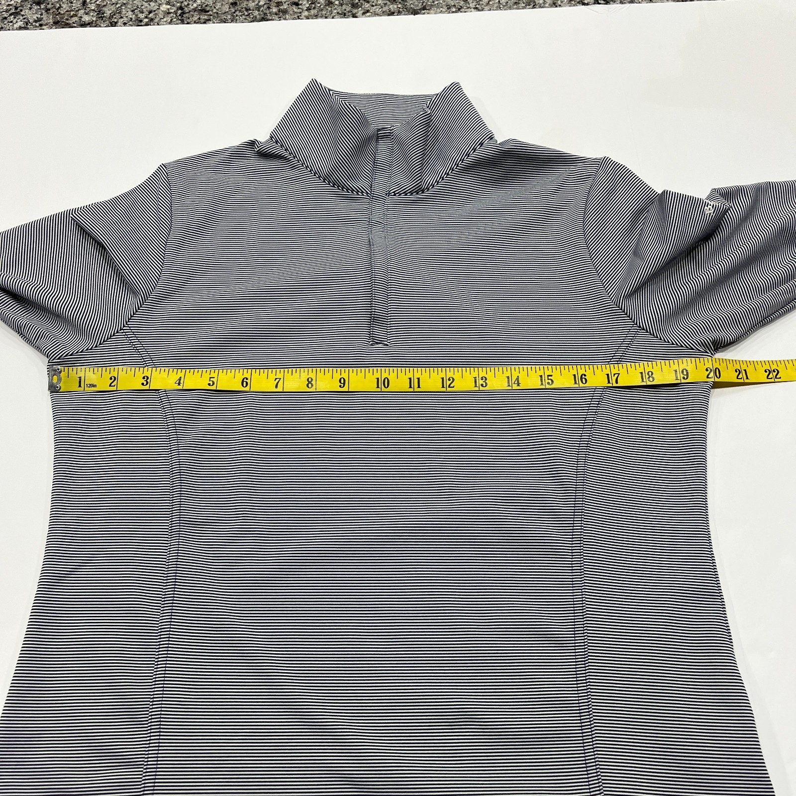 Peter Millar Pullover Womens Large BANDON DUNES Blue Striped 1/4 Zip LS19EK40B