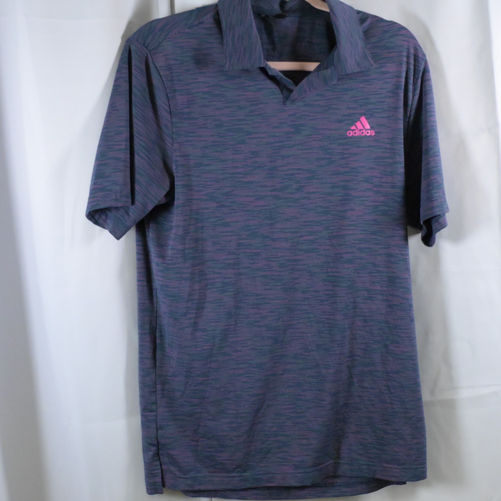 Adidas Women’s Navy Purple Space Dye Golf Polo Small Pink Logo