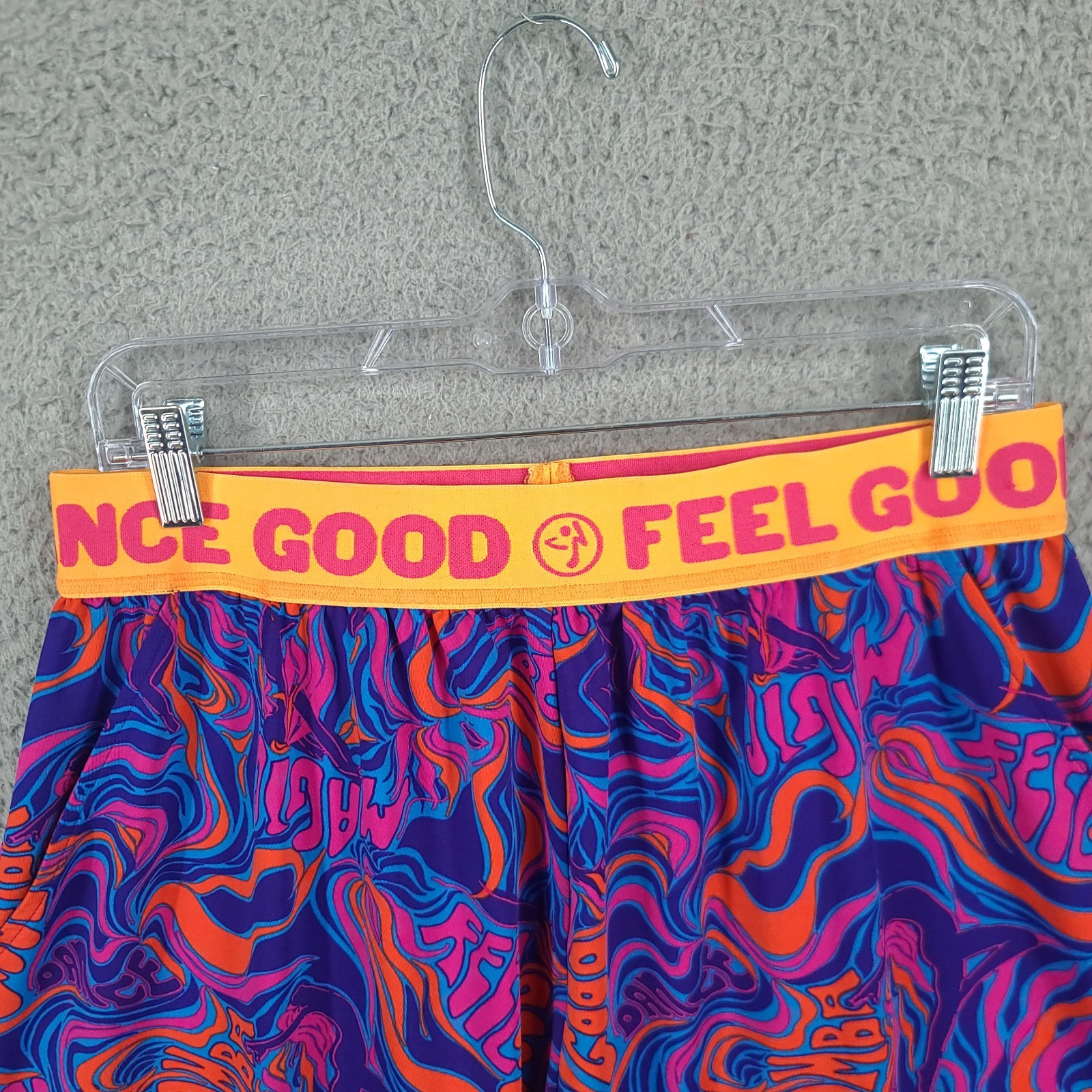 Zumba Capri Pants Womens Medium Dance Exercise workout Harlem Elastic Waist Blue