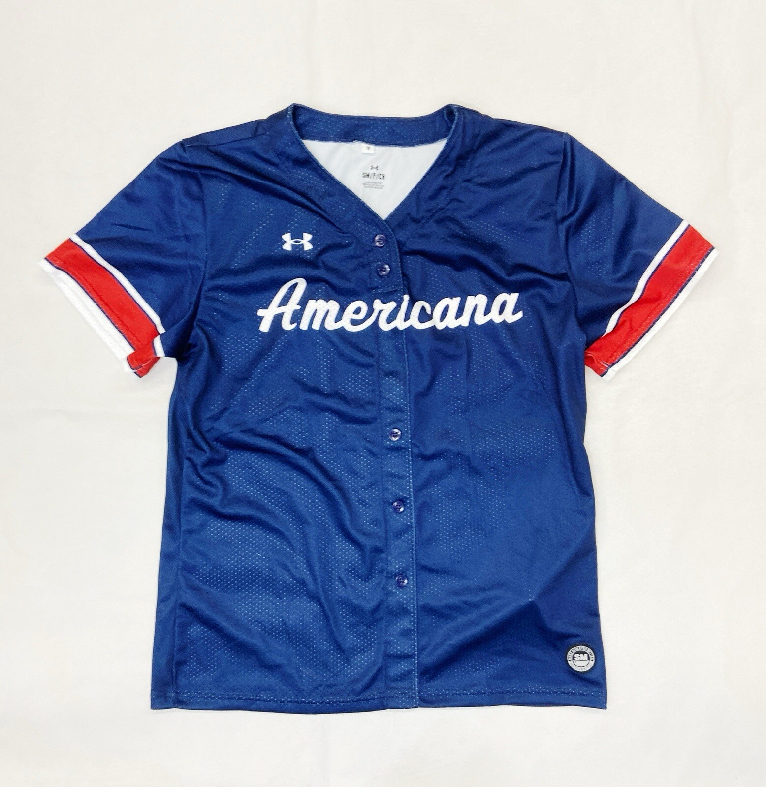 Under Armour USA Americana Faux Button Olympic Softball Jersey Women’s S Blue