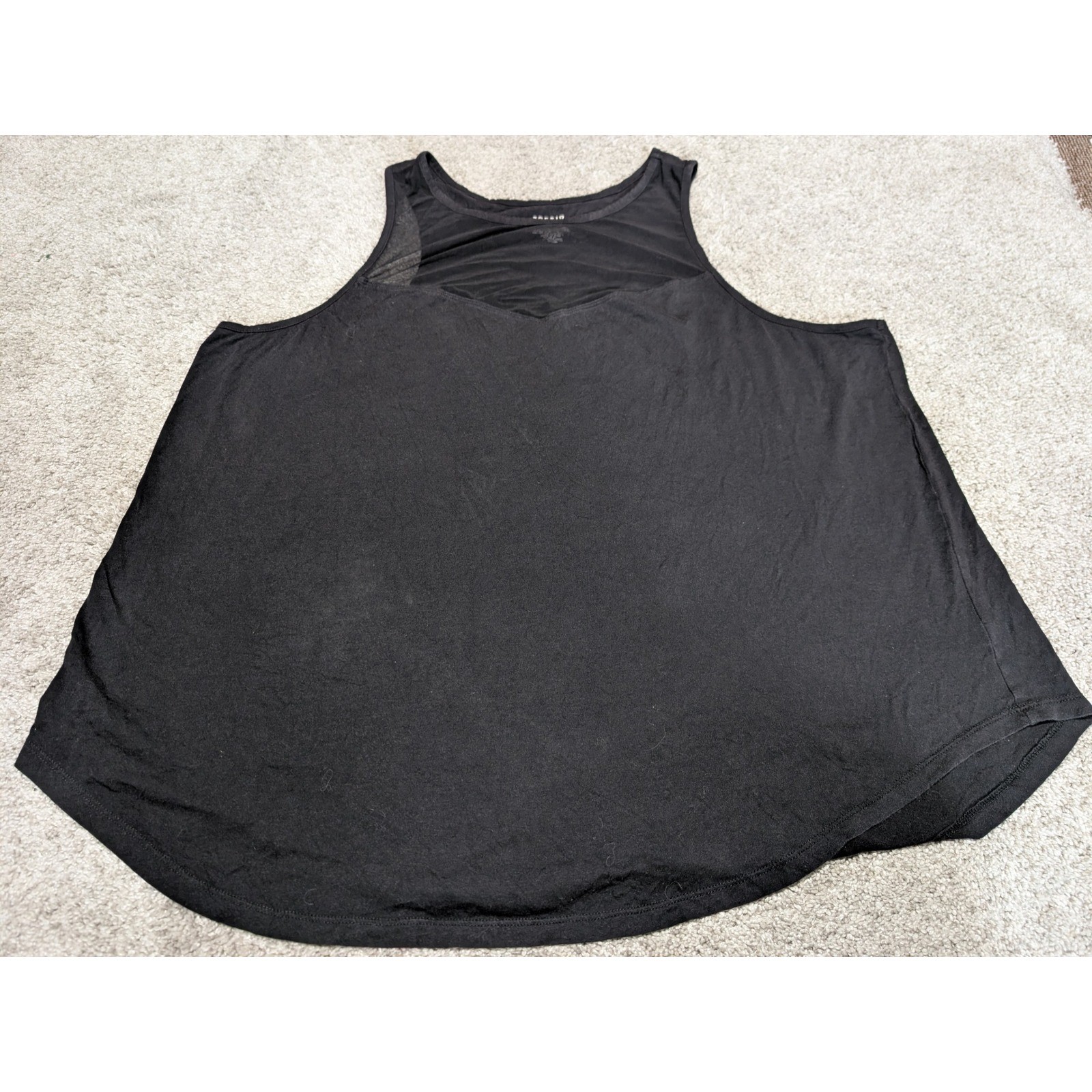 Torrid Tank Top Womens 4 Black Active Mesh Yoke Sleeveless Curved Hem Plus Size
