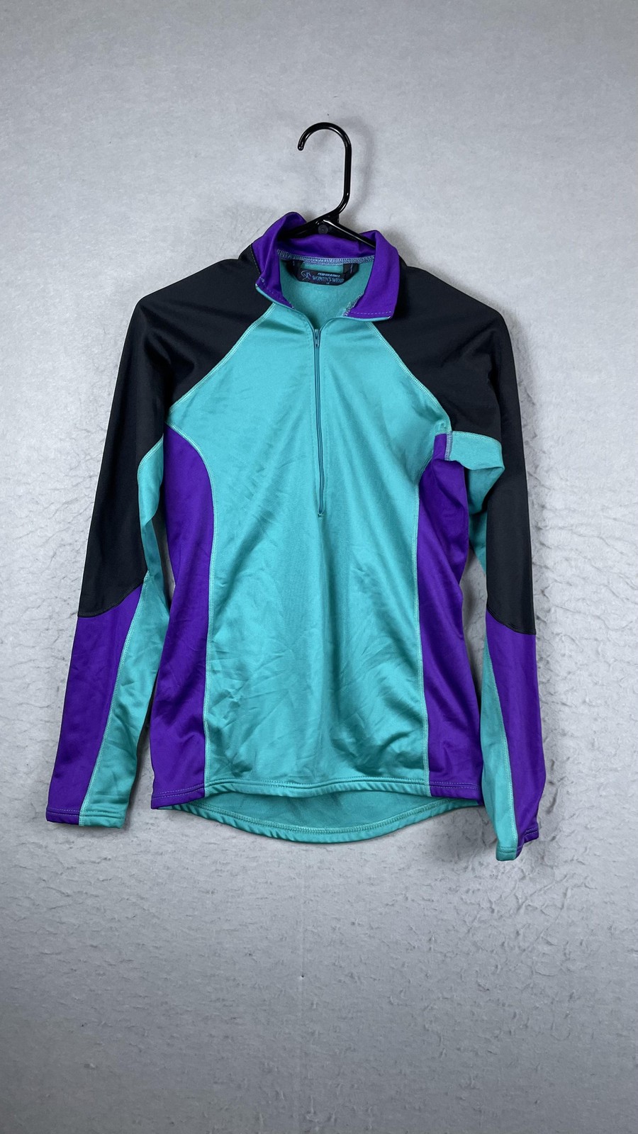 Performance Women’s Wear Cycling Jersey Womens Medium Teal Purple Black 1/4 Zip