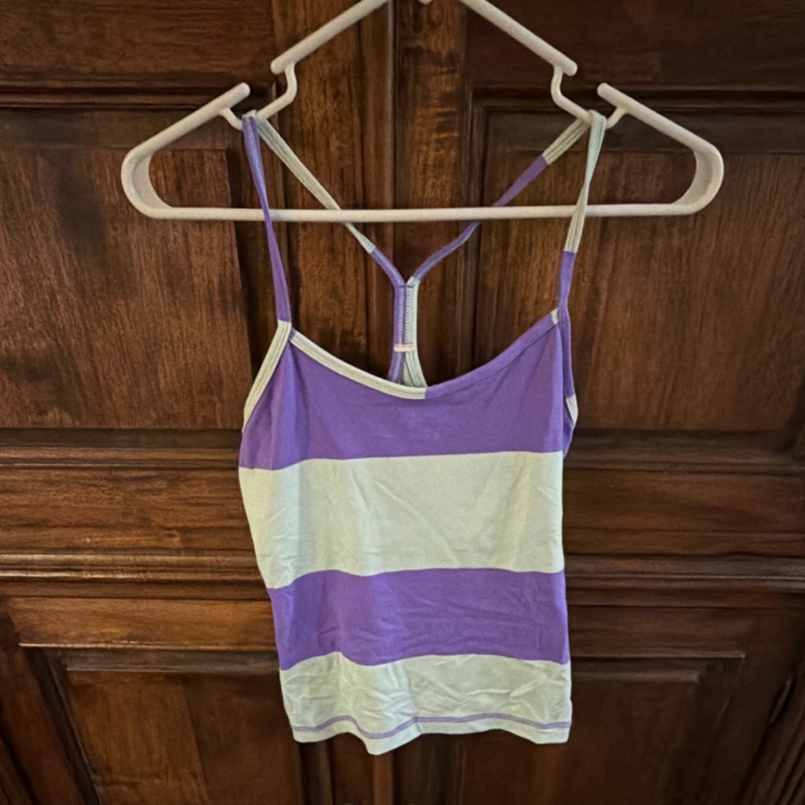 Lululemon Women’s Purple White Striped Racerback Sleeveless Scoop Neck Tank