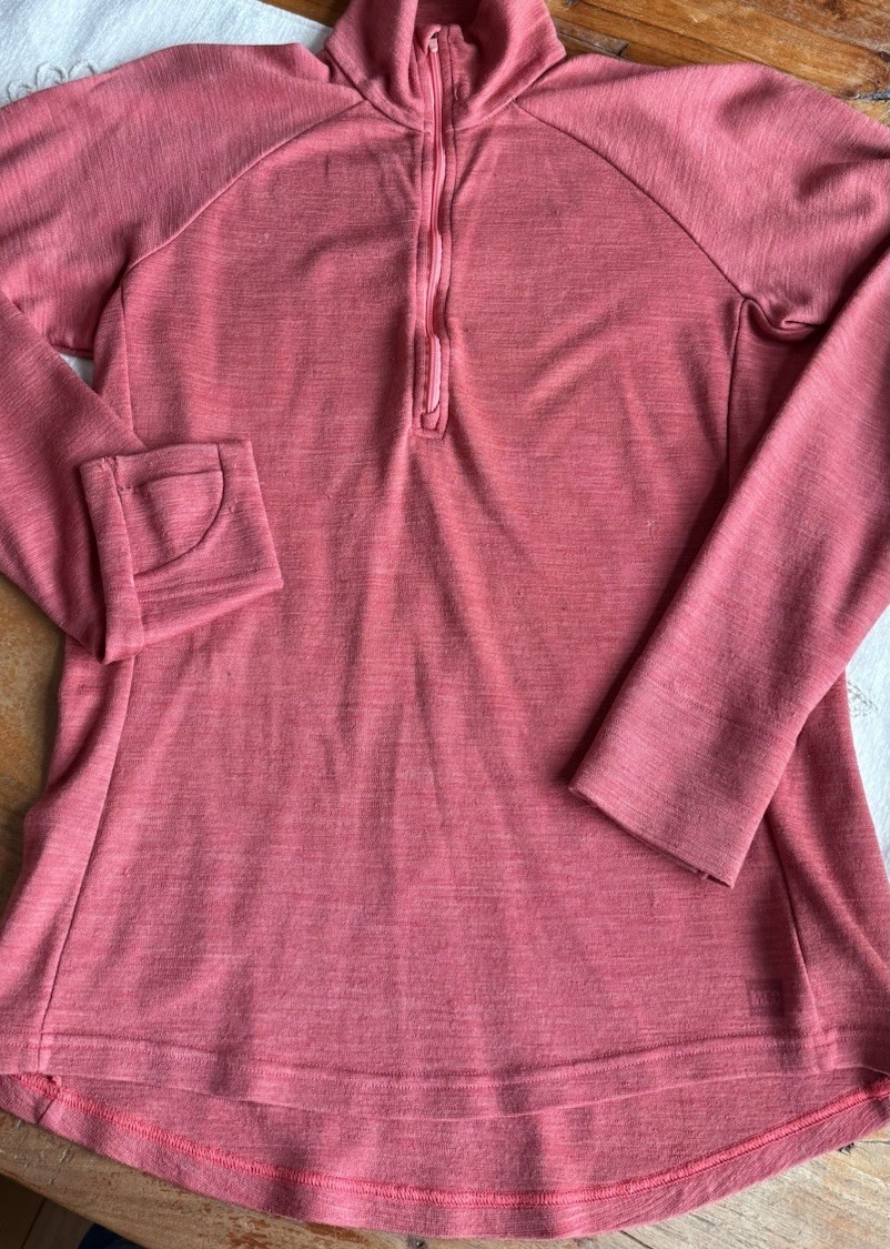 MEC 250 Women’s Quarter Zip Base Layer Top Coral Heather Large