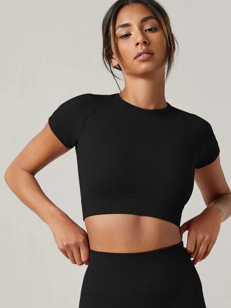 Women’s Yoga Top Sport T Shirts Fitness Clothes Short Sleeve Running Active Wear