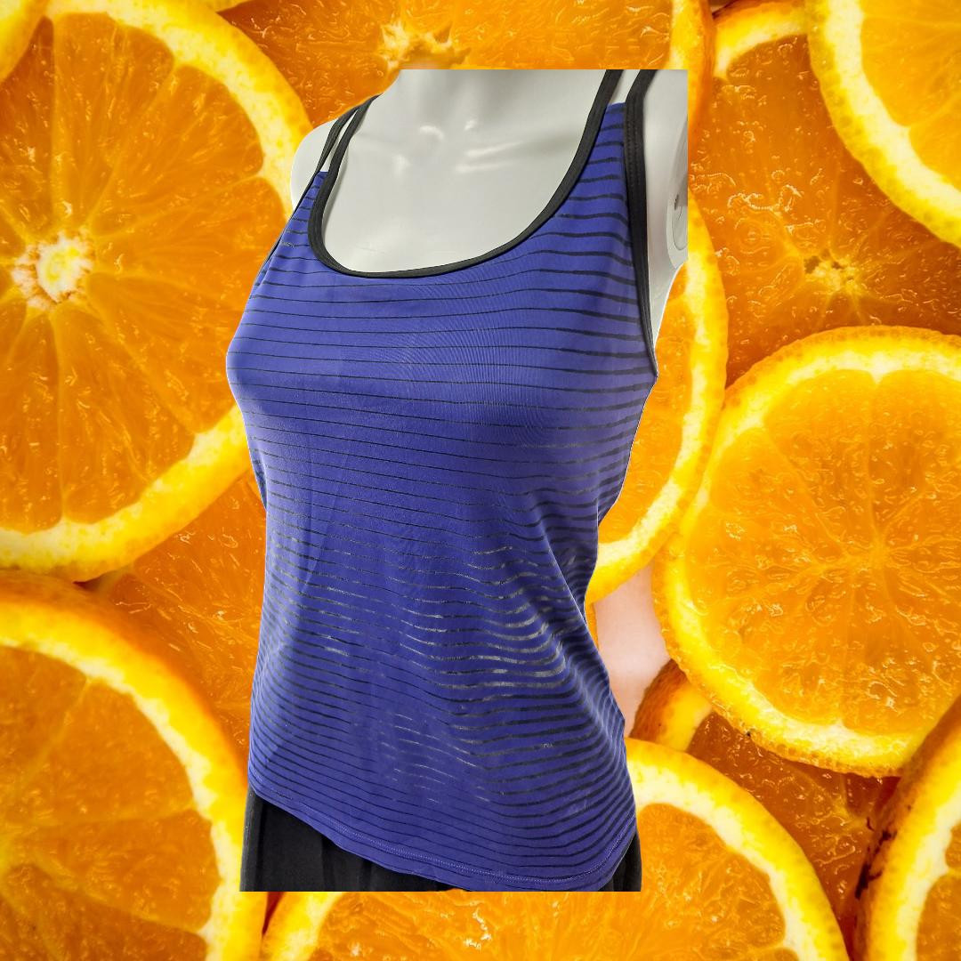 New Balance Lightning Dry Blue and Black Striped Tank