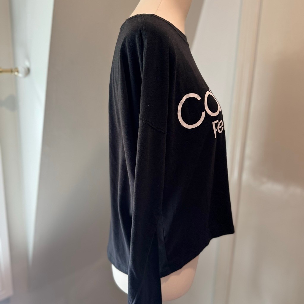 Calvin Klein Performance Black Logo Crop Long Sleeve Top | Size Large