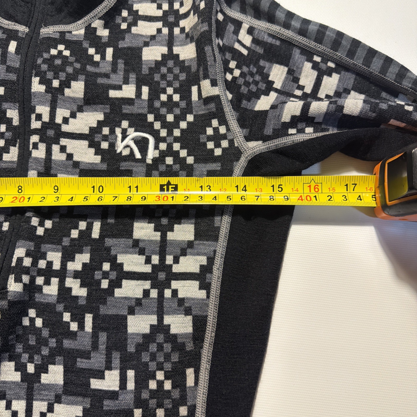 Kari Traa Wool Else Half Zip Base Layer Top Women M Black Nordic Print Gorp