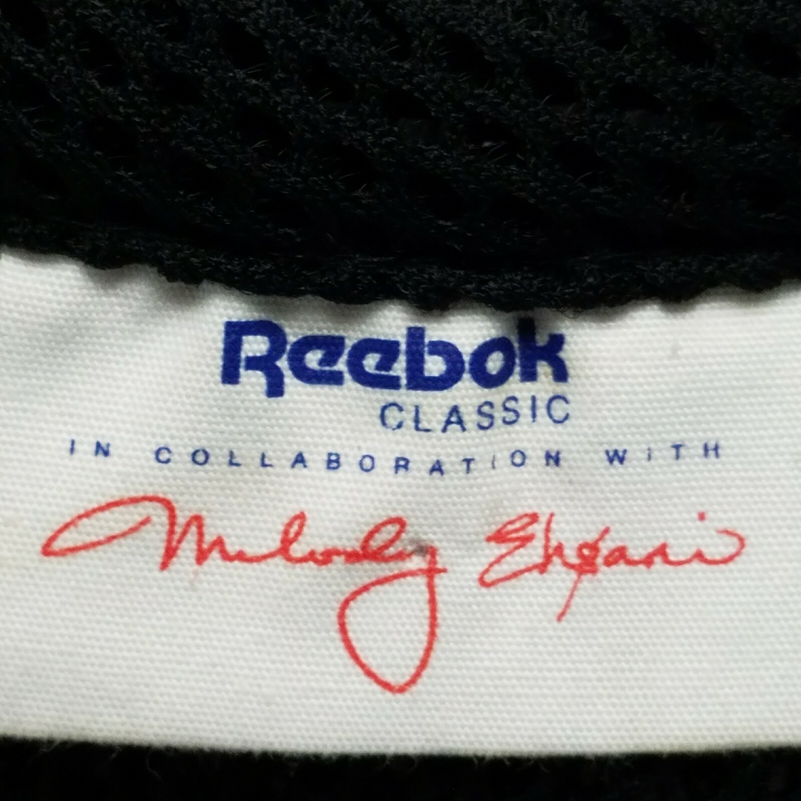 REEBOK Melody Ehsani Black Red White Stripe Mesh Top S/S Women’s S RARE~ VEUC! *