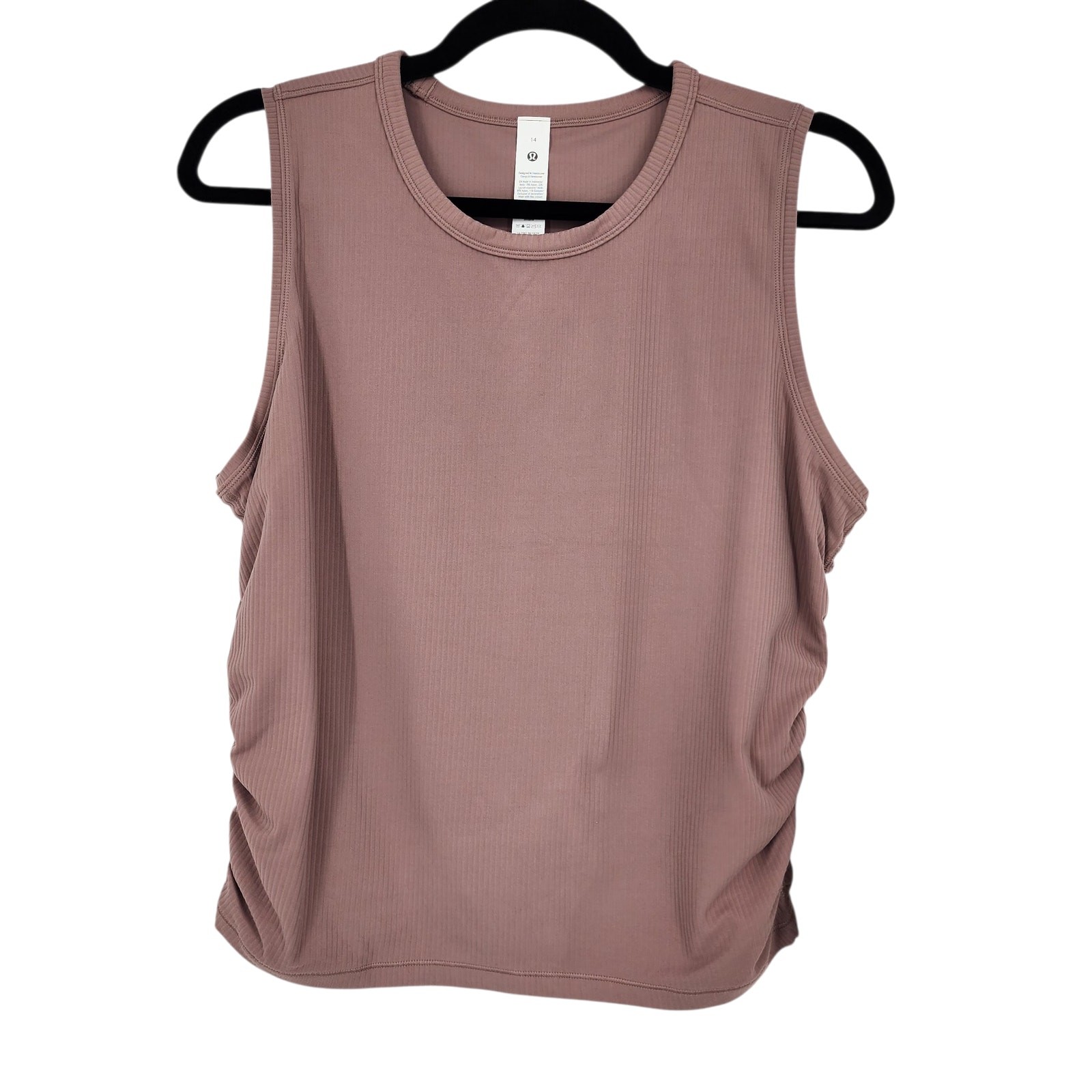 Lululemon All It Takes Ribbed Knit Stretch Crop Ruched Tank Top Size 14 NWT