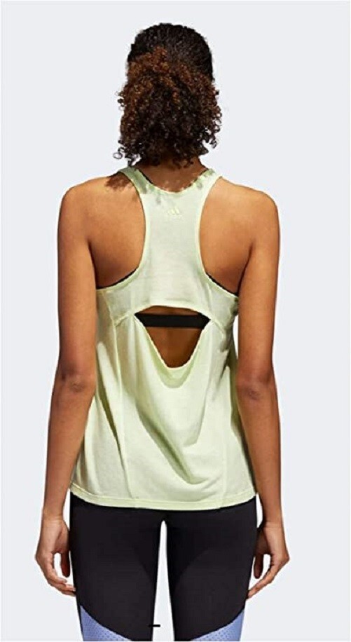 adidas Womens Performance Open Back Tank Top Frozen Yellow – Size Med
