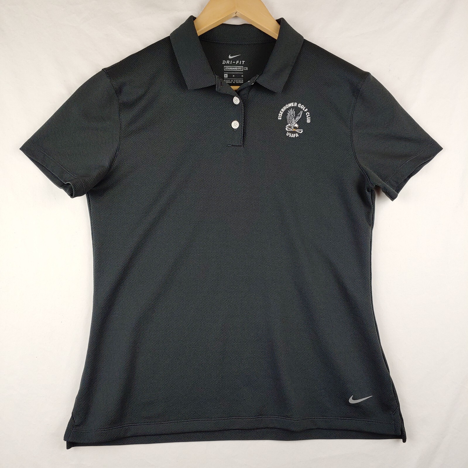 Nike Golf Polo Womens Medium Gray Standard DRI-FIT Eisenhower Golf Club USAFA
