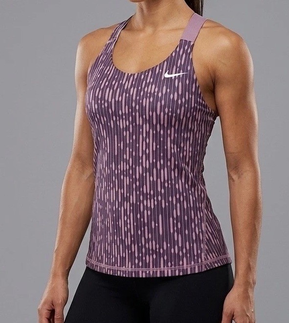 Nike Activewear Razor Back Tank Top Dri-Fit M Built In Bra Purple Lavender Gray