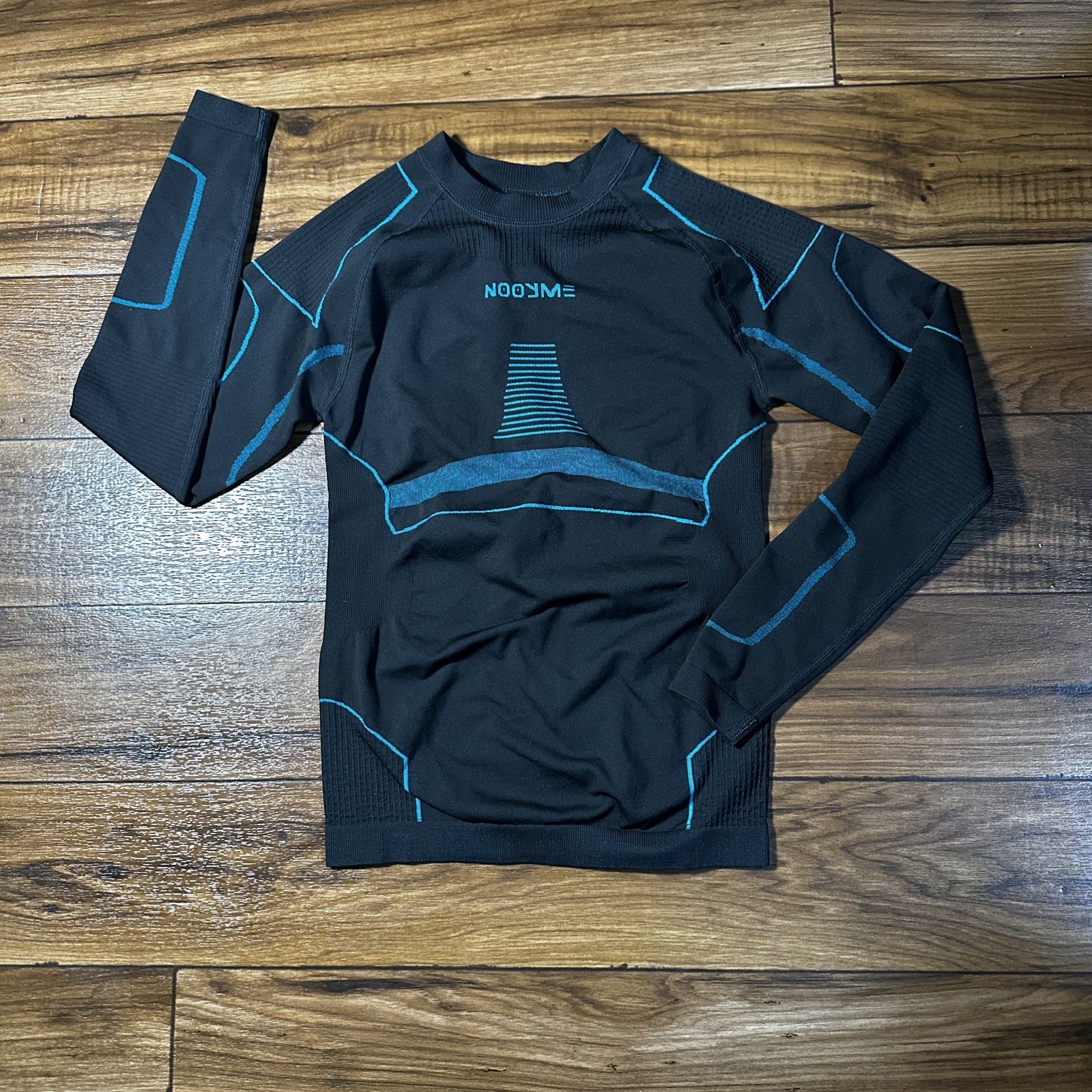 Nooyme Performance Base Layer Top Women’s L Large Black Teal Running Cycling