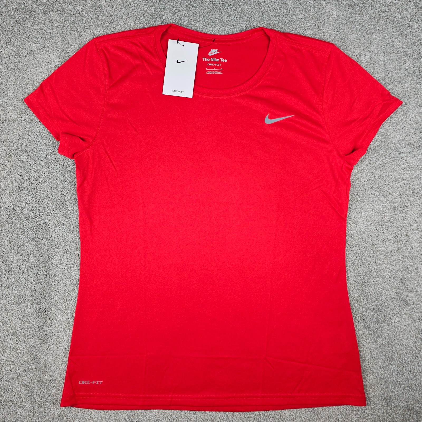 Nike Shirt Womens Large Red Dri Fit Legend Short Sleeve Active Training Gym Top