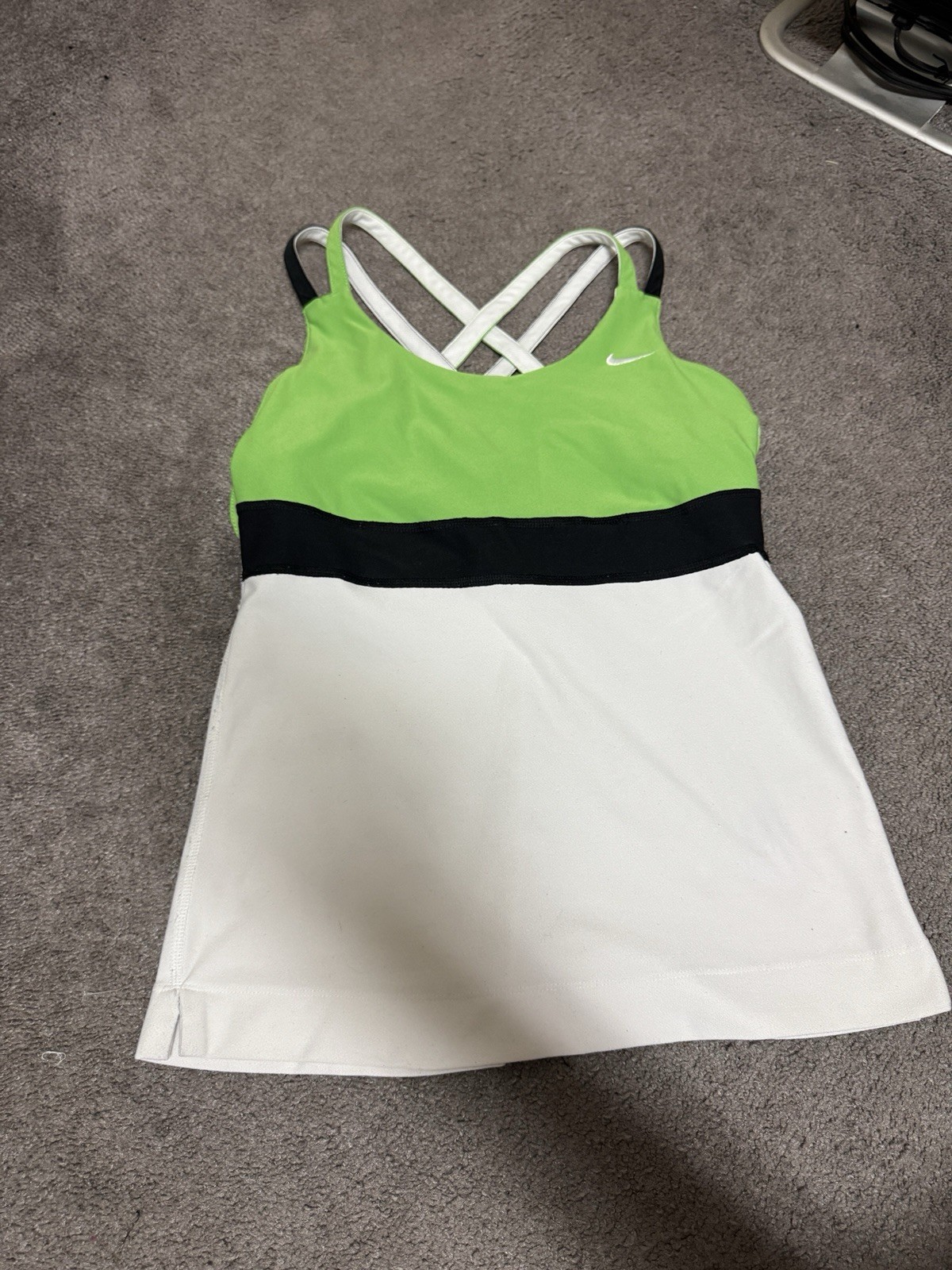 Nike Green Black White Sports Tank Top Size M Y2K