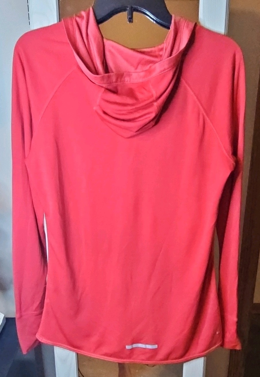 Nike Dri-FIT Womens RED Solid Pullover Hoodie Long Sleeve Raglan Logo L