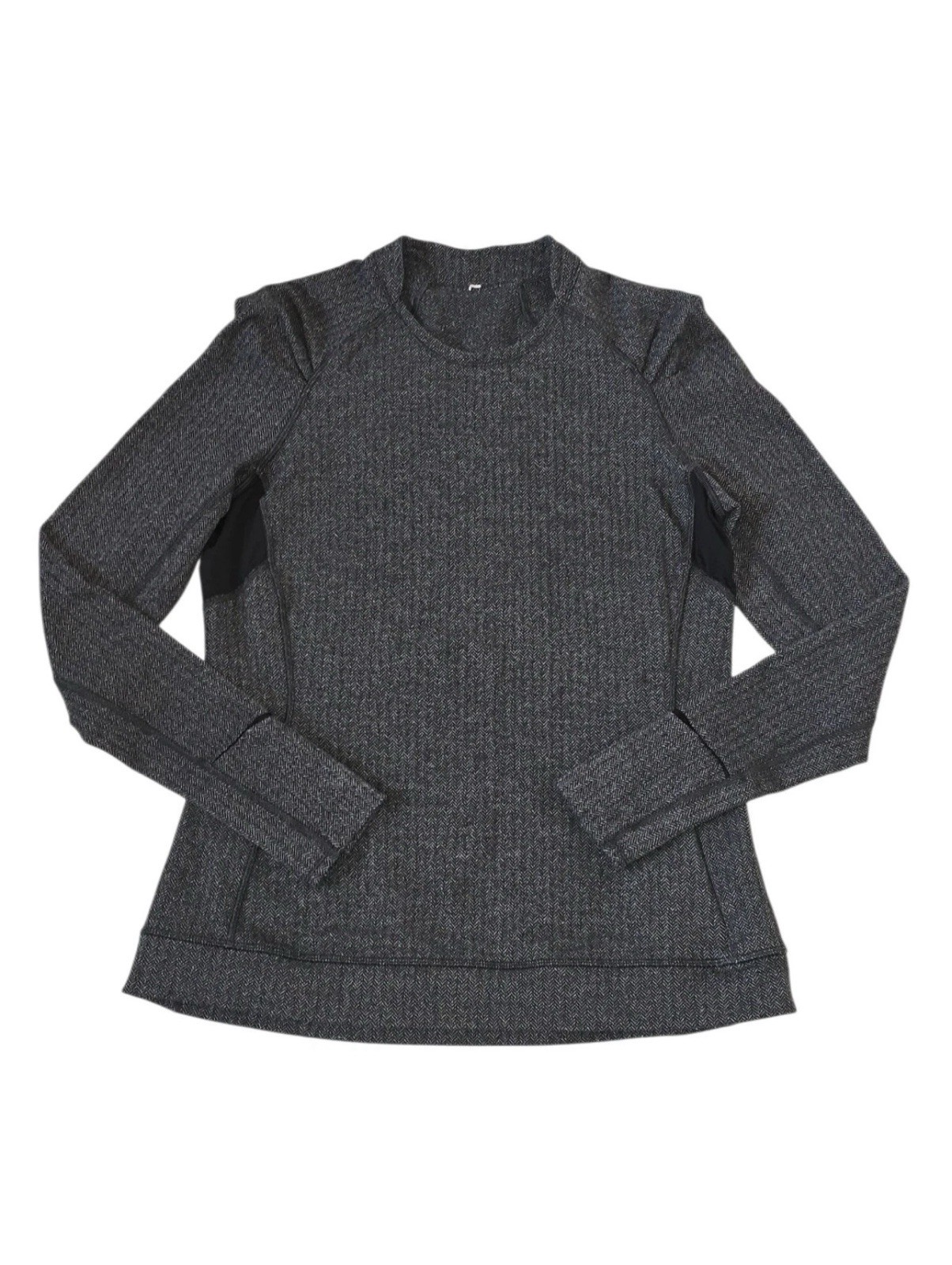 Think Fast Long Sleeve LULULEMON Size 12 Heathered Herringbone Soft Rulu Black